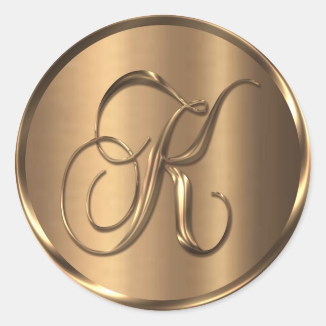 Sticker Rond Sceau d'enveloppe en bronze non METALLIQUE Monogra (Devant)