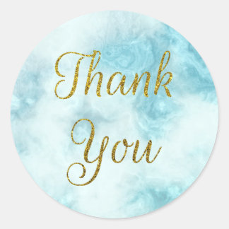 Sticker Rond Sceau d'enveloppe en marbre turquoise et Merci d'o