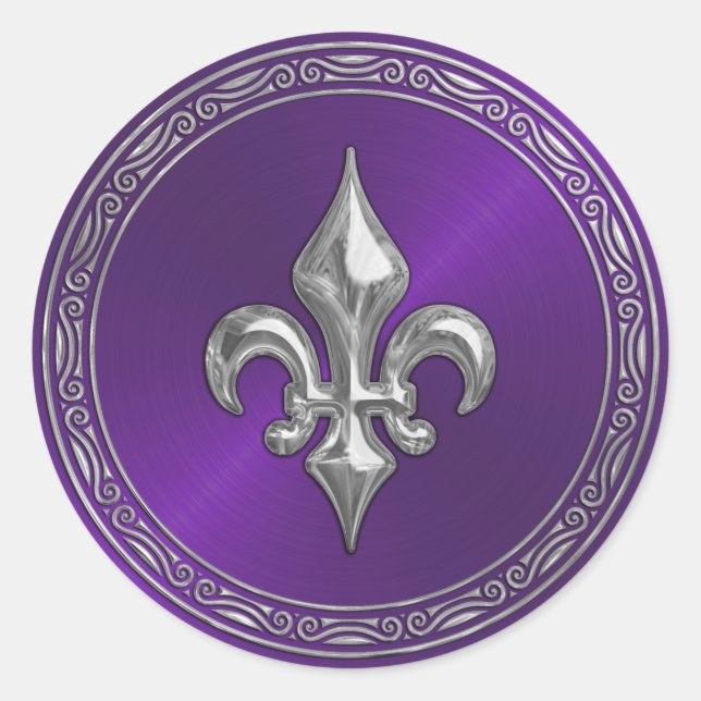 Sticker Rond Sceau d'enveloppe Fleur de Lis et Fleur de Fleur d (Devant)