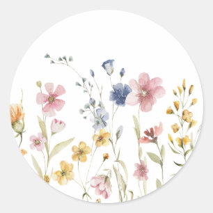 Sticker Rond Sceau d'enveloppe Fleur sauvage Boho