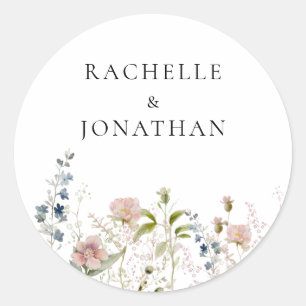 Sticker Rond Sceau d'enveloppe Fleur sauvage de mariée et de ch