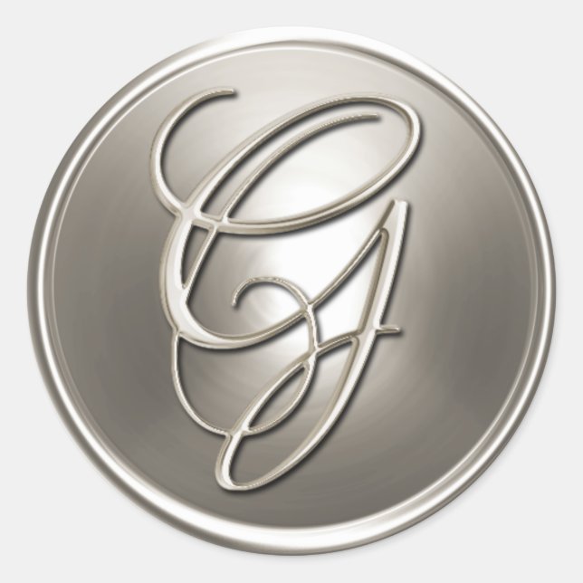Sticker Rond Sceau d'enveloppe G Monogramme en argent (Devant)