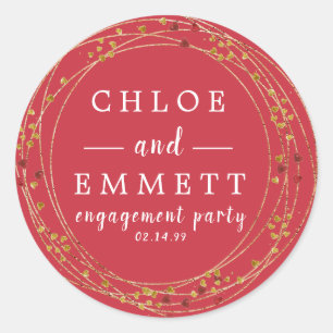 Sticker Rond Sceau d'enveloppe Gold et Red Star Engagement Part