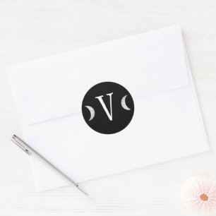 Sticker Rond Sceau d'enveloppe gothique noir lunaire classique