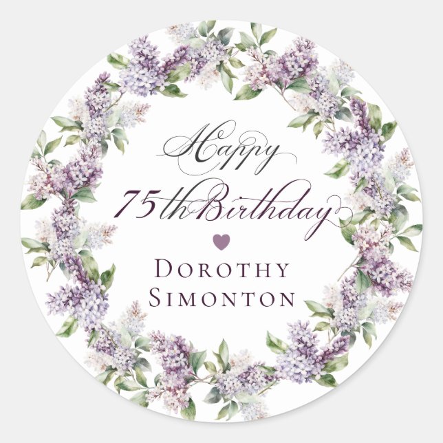 Sticker Rond Sceau d'enveloppe Lilac violet 75e anniversaire pe (Devant)