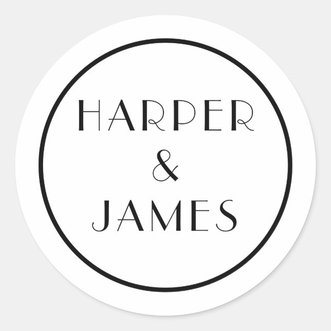 Sticker Rond Sceau d'enveloppe mariage à la parisienne (Devant)