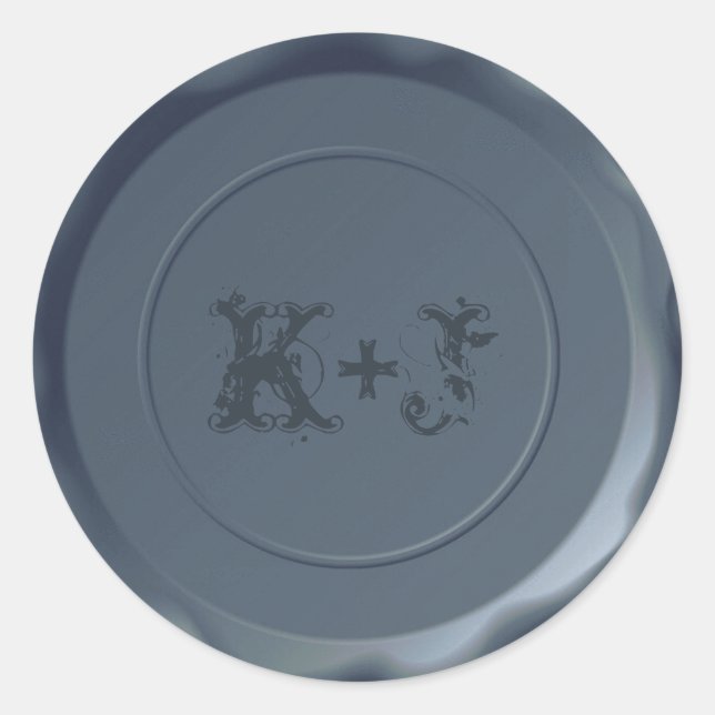 Sticker Rond Sceau d'enveloppe Mariage d'ardoise royale monogra (Devant)