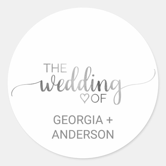 Sticker Rond Sceau d'enveloppe Mariage de calligraphie en argen (Devant)