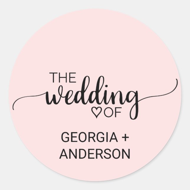 Sticker Rond Sceau d'enveloppe Mariage de calligraphie rose vif (Devant)