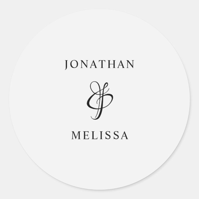 Sticker Rond Sceau d'enveloppe Mariage de script moderne simple (Devant)