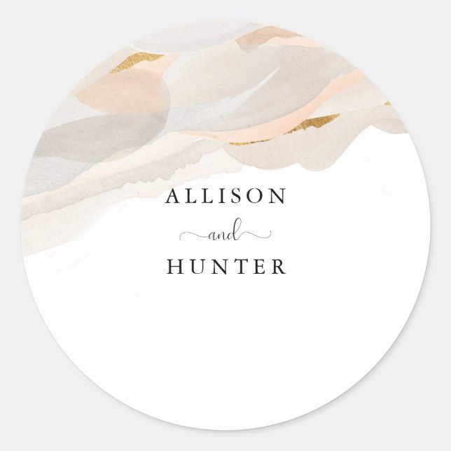 Sticker Rond Sceau d'enveloppe mariage | Dusty Rose (Devant)