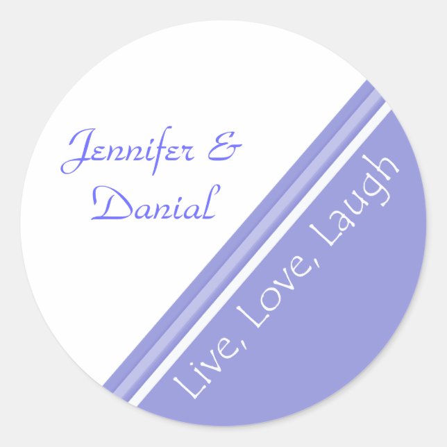 Sticker Rond Sceau d'enveloppe Mariage Live, Love and Laugh (Devant)