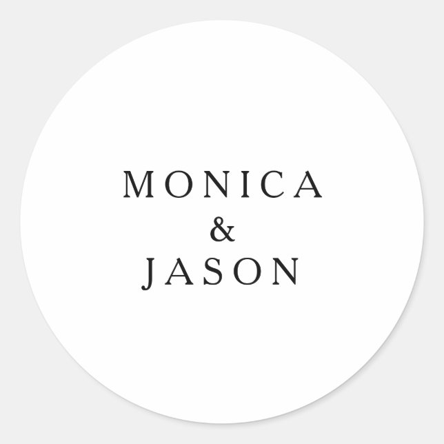 Sticker Rond Sceau d'enveloppe Mariage minimaliste classique (Devant)