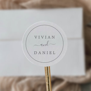 Sticker Rond Sceau d'enveloppe Mariage minimaliste en argent