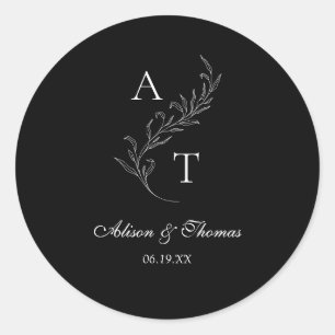 Sticker Rond Sceau d'enveloppe Mariage monogramme classique