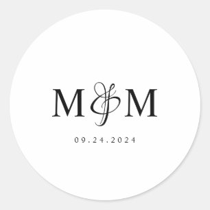 Sticker Rond Sceau d'enveloppe Mariage Monogramme moderne