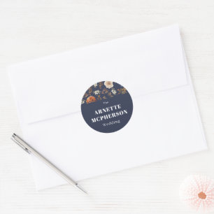 Sticker Rond Sceau d'enveloppe Mariage nommé Floral