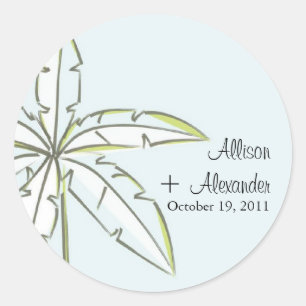 Sticker Rond Sceau d'enveloppe Mariage Palm Tree