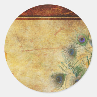 Sticker Rond Sceau d'enveloppe Mariage Peacock Feather