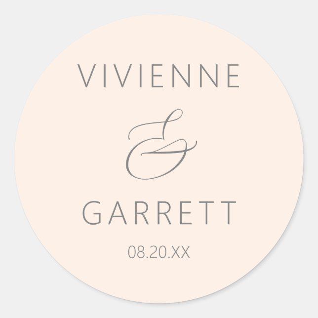 Sticker Rond Sceau d'enveloppe Mariage rose pâle (Devant)