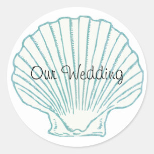Sticker Rond Sceau d'enveloppe Mariage Sea Shell