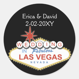 Sticker Rond Sceau d'enveloppe mariage Vegas
