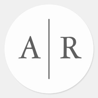 Sticker Rond Sceau d'enveloppe minimaliste gris et blanc,