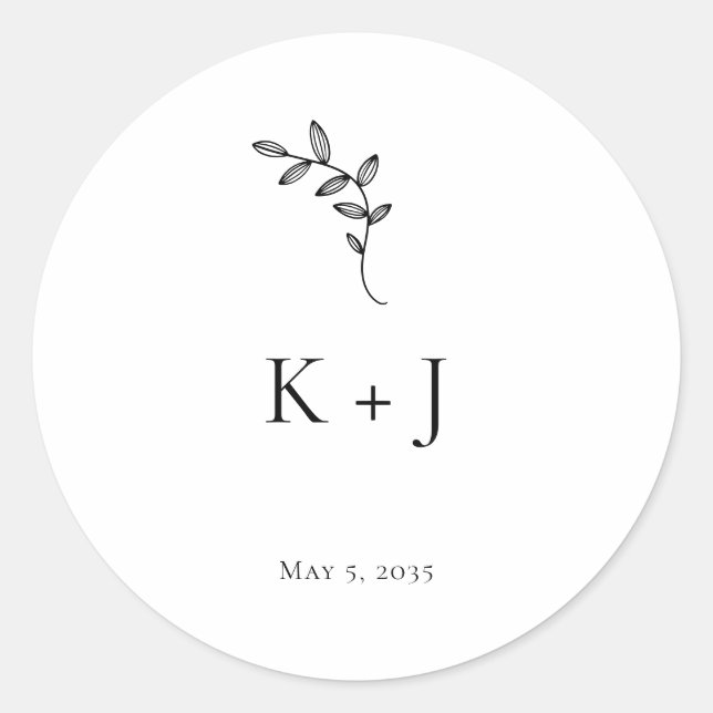 Sticker Rond Sceau d'enveloppe minime de mariage élégant (Devant)