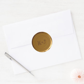 Sticker Rond Sceau d'enveloppe monogramme - Or