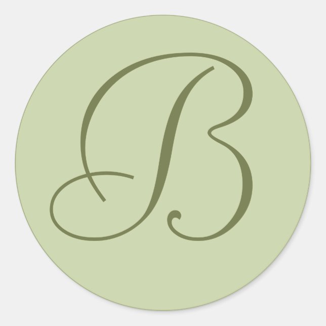 Sticker Rond Sceau d'enveloppe monogramme verte sur mesure (Devant)