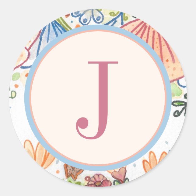 Sticker Rond Sceau d'enveloppe monographique élégant (Devant)