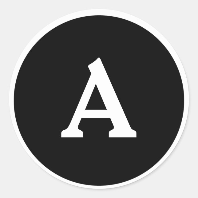 Sticker Rond Sceau d'enveloppe monographique personnalisée noir (Devant)