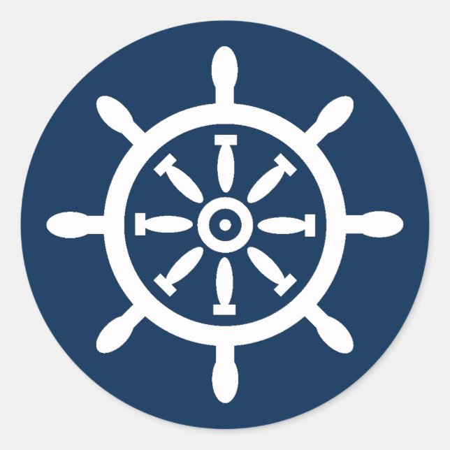 Sticker Rond Sceau d'enveloppe nautique de roue du navire (Devant)
