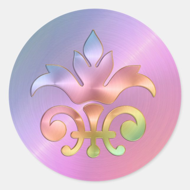 Sticker Rond Sceau d'enveloppe Rainbow Fleur de Lis (Devant)