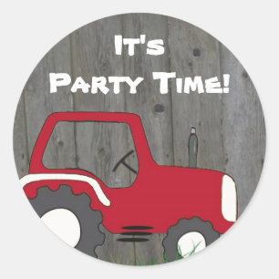 Sticker Rond Sceau d'enveloppe Red Tractor Party