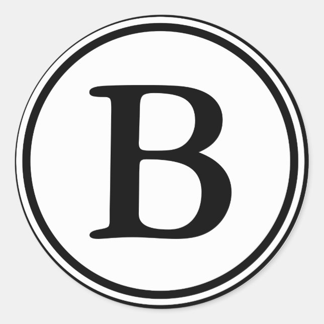 Sticker Rond Sceau d'enveloppe ronde avec monogramme - noir et  (Devant)