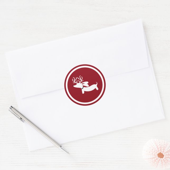 Sticker Rond Sceau d'enveloppe rouge Dachshund Wiener Dog (Enveloppe)