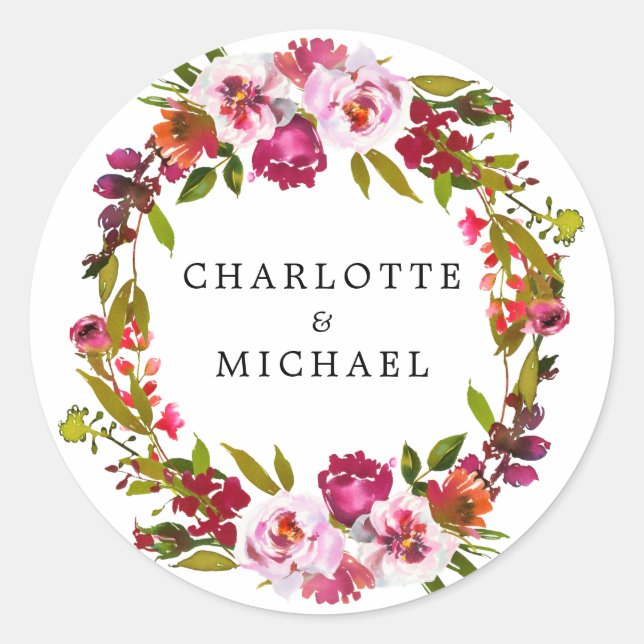 Sticker Rond Sceau d'enveloppe rouge et rose de la partie d'eng (Devant)