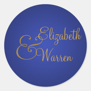 Sticker Rond Sceau d'enveloppe Royal Bleu et Or