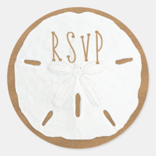 Sticker Rond Sceau d'enveloppe RSVP en dollars de sable