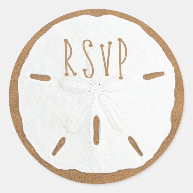 Sticker Rond Sceau d'enveloppe RSVP en dollars de sable (Devant)