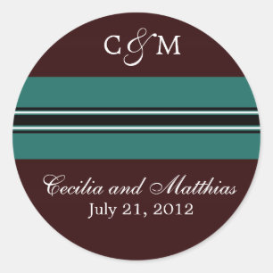 Sticker Rond Sceau d'enveloppe turquoise et Brown