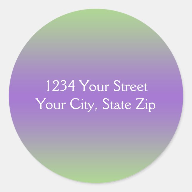 Sticker Rond Sceau d'enveloppe vert et violet avec adresse (Devant)