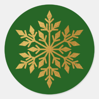 Sticker Rond Sceau d'enveloppe verte de flocons d'eau doré de l