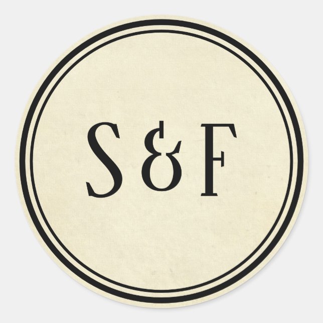 Sticker Rond Sceau d'enveloppe vintage Monogramme (Devant)