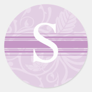 Sticker Rond Sceau d'enveloppe violette Monogramme S mariage