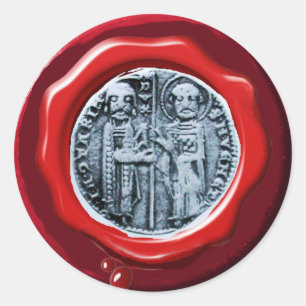 Sticker Rond SCEAU DES CHEVALIERS MODÈLE Sceau de cire rouge