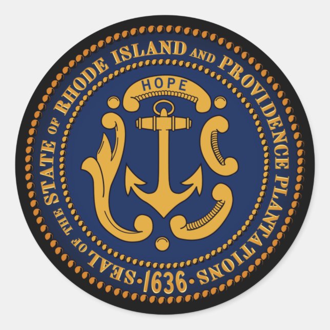 Sticker Rond Sceau d'État de l'île Rhode (Devant)