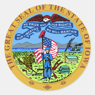 Sticker Rond Sceau d'État de l'Iowa
