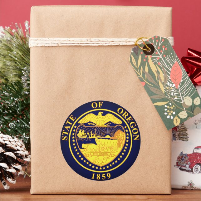 Sticker Rond Sceau d'État de l'Oregon (vacances)